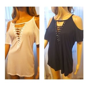 SALE! Lot of 2 Sexy V Neck Tops size L